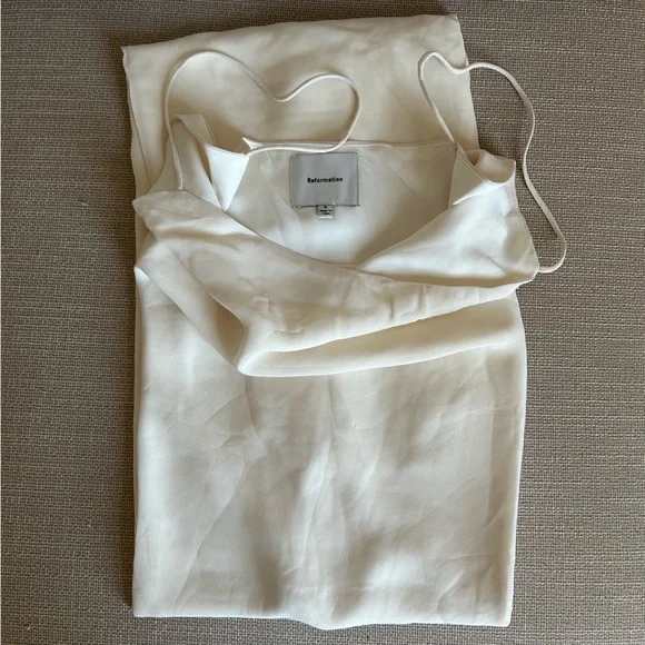 BEST Reformation Suki Midi Dress - Fior Di Latte Cream Wedding Party Cocktail - Picture 7 of 10